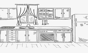 Clean and tidy kitchen vector